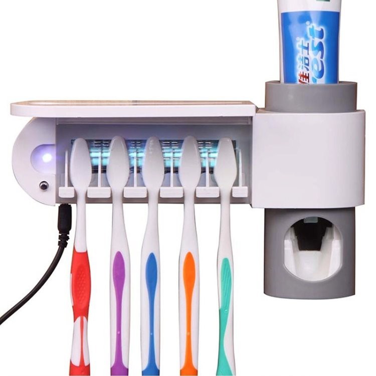 Toothbrush Sanitizer Holder with toothpaste dispenser